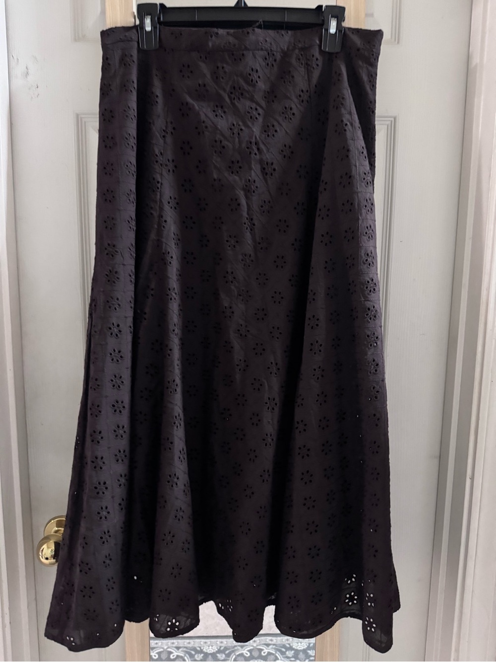 Zara nwt Women’s Eyelet A-Line Midi Skirt - Dark Brown